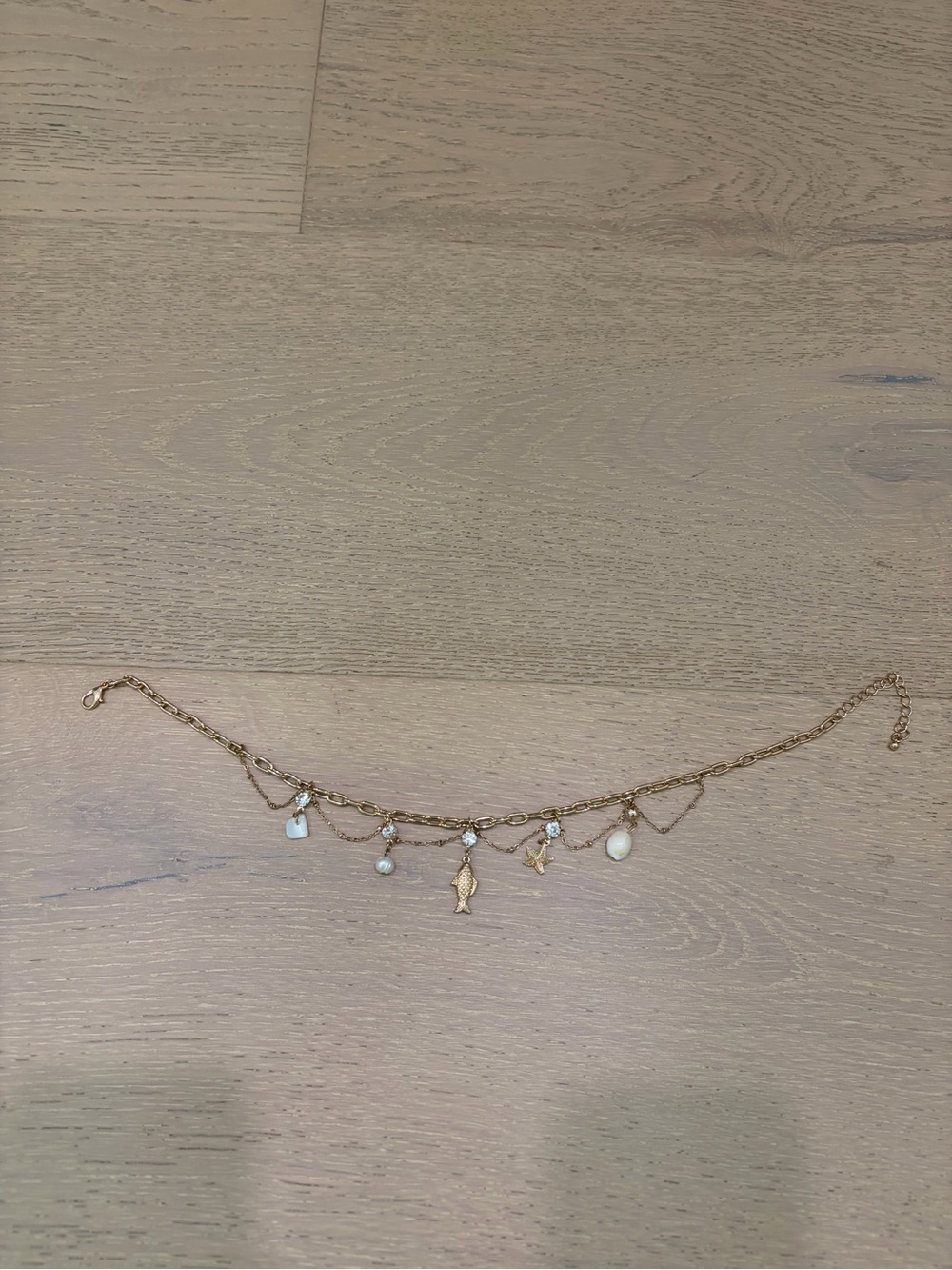 PacSun Gold Charm Necklace with Shell, Fish & Pearl Accents - Gold